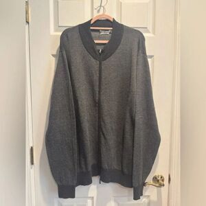 Peter Millar Charcoal Zip-Up Sweater merino wool and cotton size XXL